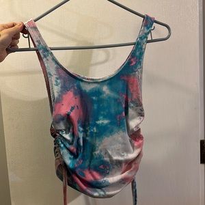 Tie dye pink white blue tank top
